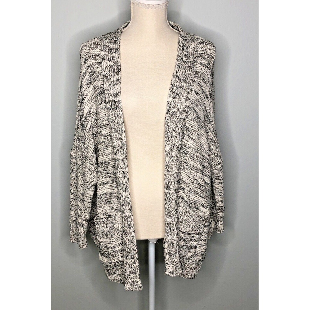 Zara Knit Black White Open Front Women's‎ Cardigan Cozy M